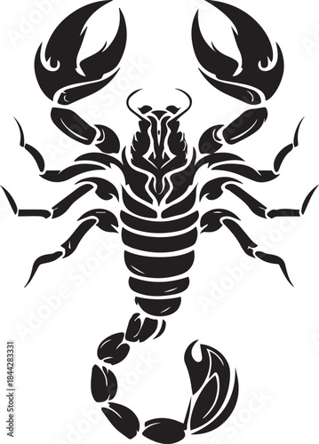 Black Scorpion Tribal Silhouette Vector Illustration Isolated on White Background