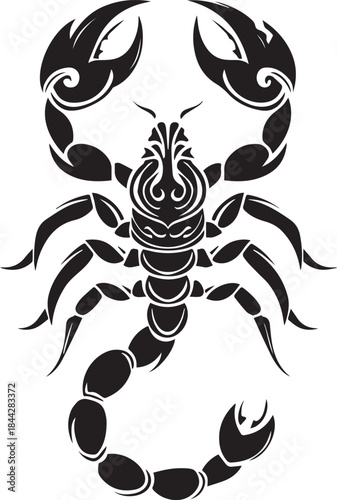 Black Scorpion Tribal Silhouette Vector Illustration Isolated on White Background