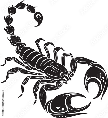 Black Scorpion Tribal Silhouette Vector Illustration Isolated on White Background