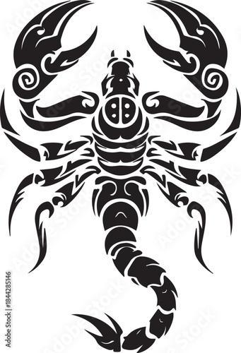 Black Scorpion Tribal Silhouette Vector Illustration Isolated on White Background