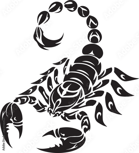 Black Scorpion Tribal Silhouette Vector Illustration Isolated on White Background