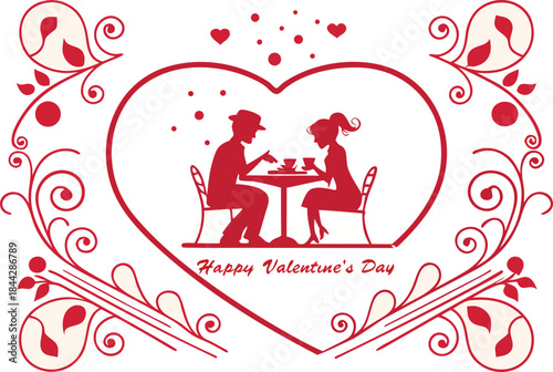 Valentine's day romantic couple date silhouette