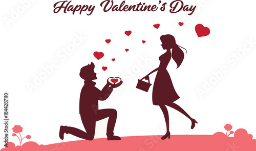 Happy valentine's day with heart hot air balloon