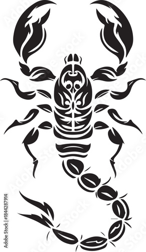 Black Scorpion Tribal Silhouette Vector Illustration Isolated on White Background