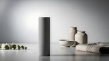 Minimalist Still Life with Cylindrical Object and Ceramics.