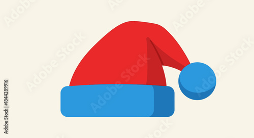 Festive holiday hat in cheerful red and blue conveying joy and celebratory spirit