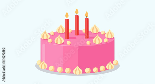 Celebratory pink cake with lit candles, representing joyous occasions and delicious dessert delight