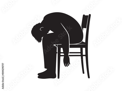 A person sitting on a chair with their head in their hands