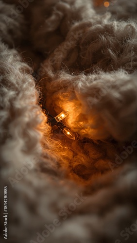 cozy knit blanket with warm fairy lights