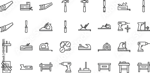 Carpenter tools icons set