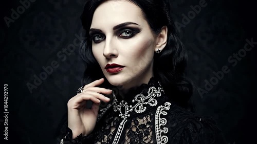 Elegant Gothic Fashion Portrait - Dark Beauty and Intricate Lace.