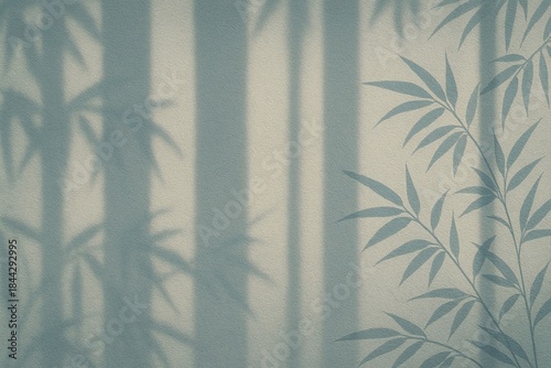 Bamboo Leaf Shadows Creating Vertical Stripe Patterns on Wall