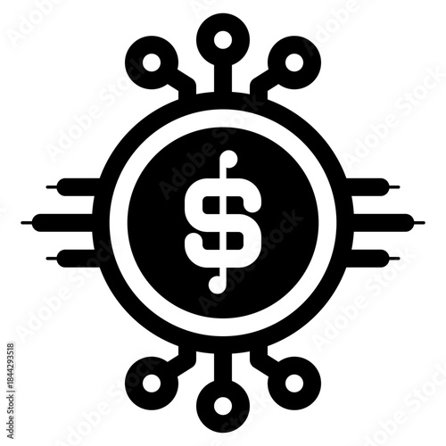 digital dollar money coin icon
