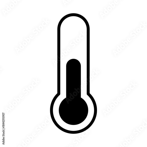 Isolated glass thermometer vector icon illustrating temperature measurement on a scale for cold, hot, summer, or winter weather