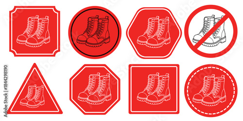 Vector Boot Icons Set for Safety and Warning Signs
