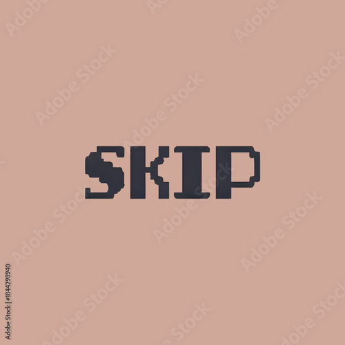 Pixel SKIP Text Digital Interface Element Retro Design