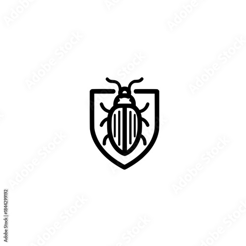 Beetle Inside Shield Icon Vector Logo Emblem For Modern Branding And Creative Identity