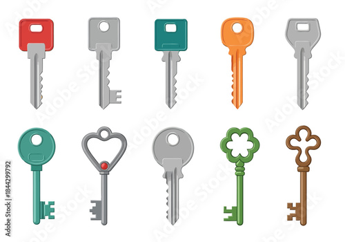 Collection of various colorful keys on for unlocking