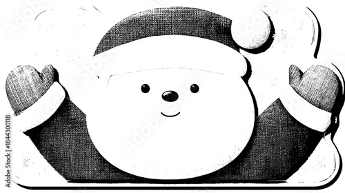 Xmas phone sticker wallpaper: vertical transparent cute Santa full-body front, empty text zone for lock-screen, IG story sticker