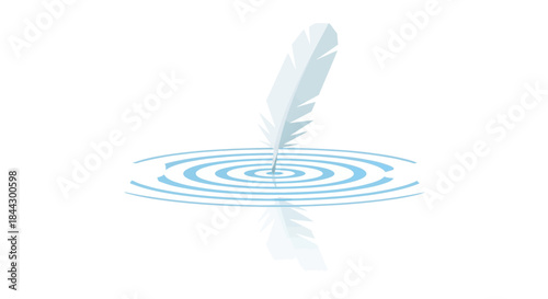 Feather and water ripples: A serene illustration representing purity and impact