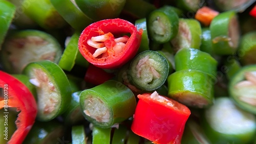 Healthy fresh organic red green yellow sweet chili peppers food ingredient