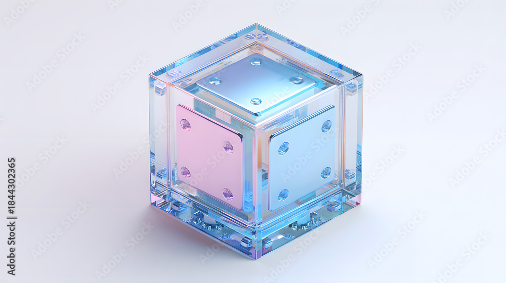 Obraz premium Transparent Prismatic Cube with Pastel Colors and Details