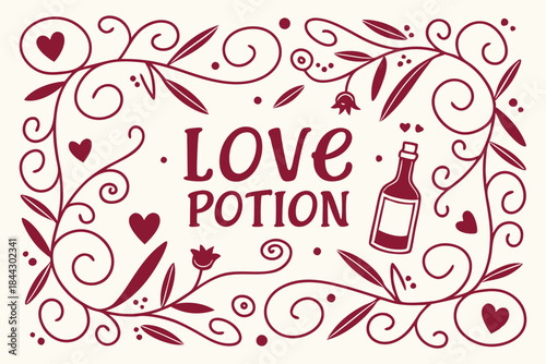 custom wine label with love potion and playful