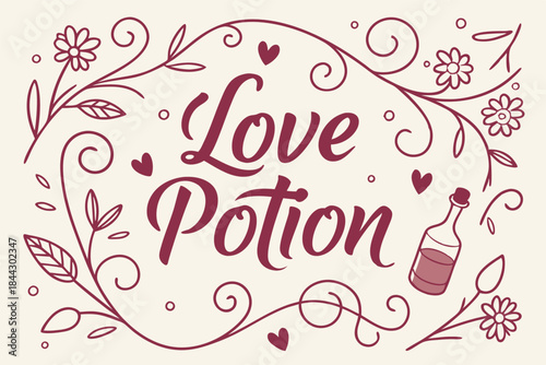 custom wine label with love potion and playful