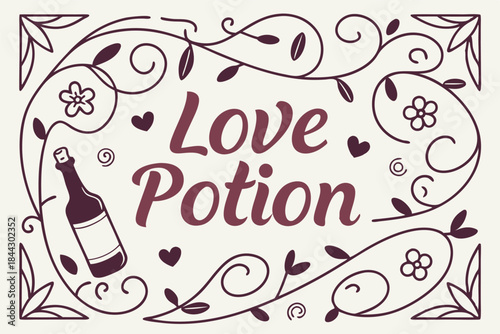 custom wine label with love potion and playful