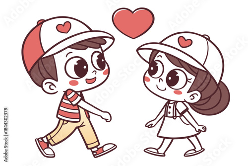 cute cartoon couple icons for adding a whimsical
