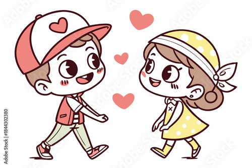 cute cartoon couple icons for adding a whimsical