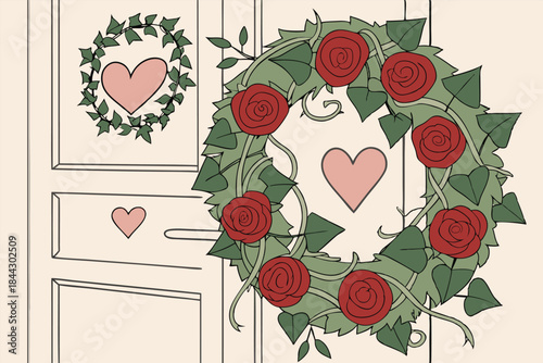 door wreath design with intertwined roses