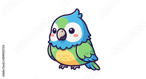 Adorable cartoon parrot illustration with bright colors and playful design elements for kids
