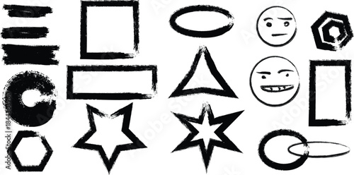 Geometric shapes and emoticon faces icons