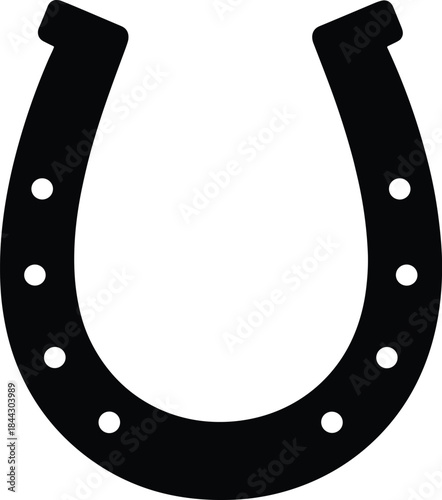 Minimalist black metal charm icon representing a powerful spiritual tool and popular Western symbol of happiness, safety, blessing, and positive outcome in competitions and life events.