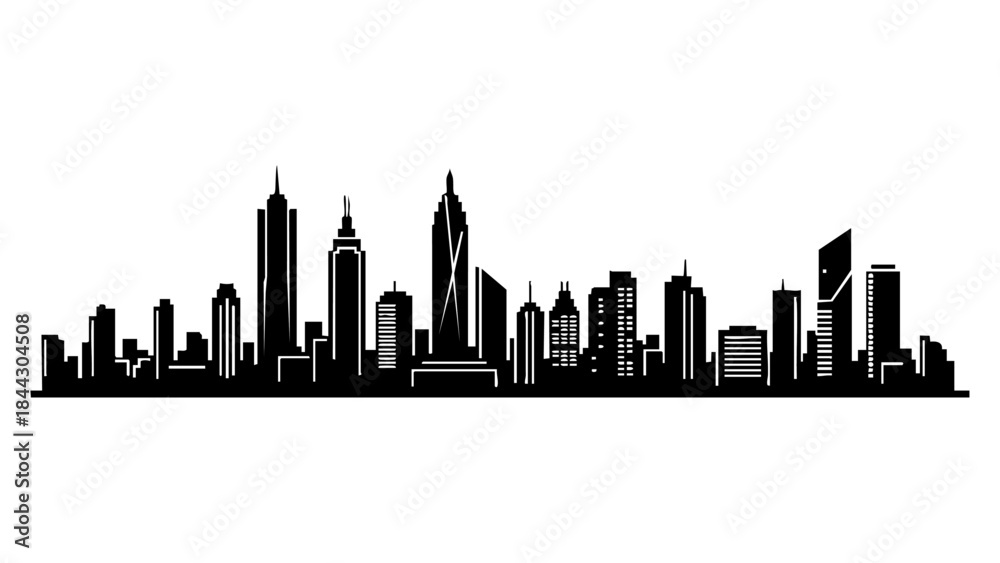 Fototapeta premium Modern city skyline panorama building silhouette vector