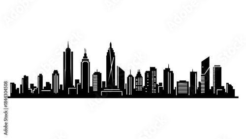 Modern city skyline panorama building silhouette vector
