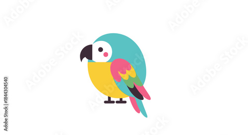 Stylized parrot vector illustration with vibrant colors suitable for kids design projects