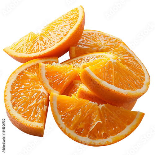 Fresh Orange Wedges Arranged Isolated On Transparent Background