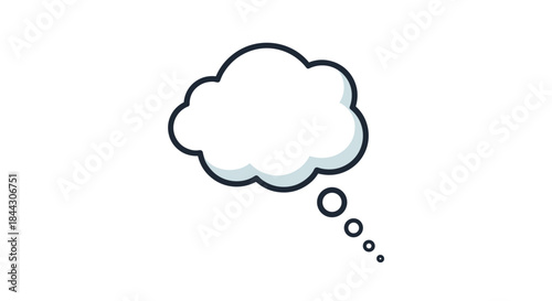 Simple comic-style illustration of a blank thought bubble or cloud, ready for text, isolated on a clean white background.