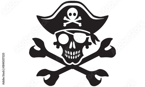 Pirate Skull Vector – Jolly Roger Symbol, Crossbones Emblem, Captain Hat Design .