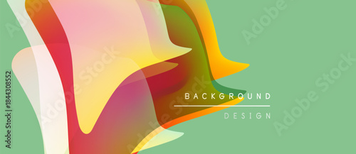 Abstract fluid shapes overlap, creating vibrant color blends. Soft gradients dominate design, with text indicating background element.