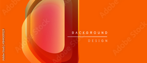 Abstract orange design features layered translucent circles. Modern background with text elements, simple composition.