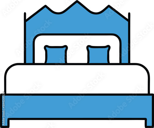 king bed blue icon vector on transparent background