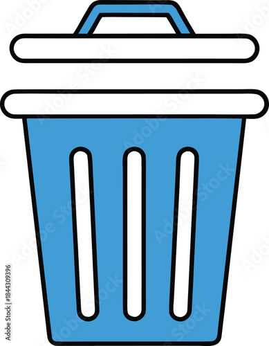 laundry hamper blue icon vector on transparent background
