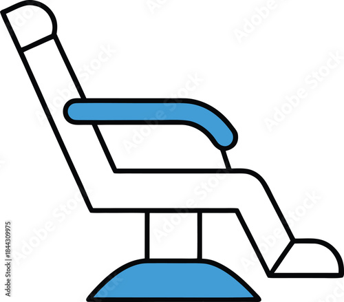 recliner chair blue icon vector on transparent background