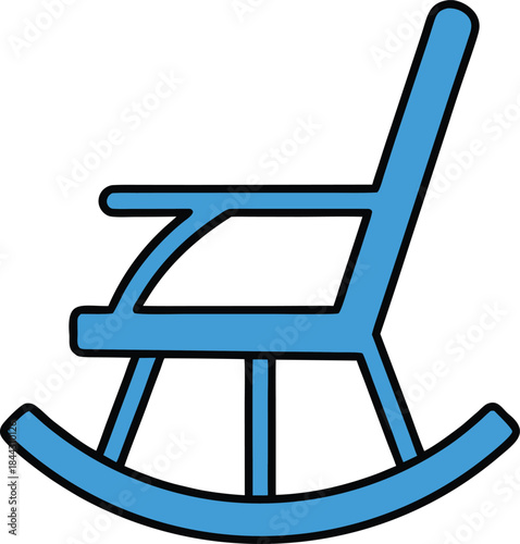 rocking chair blue icon vector on transparent background