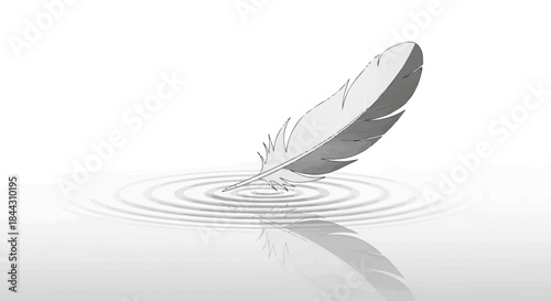 Serene feather touch on water ripples creating calmness and minimalist art  reflection