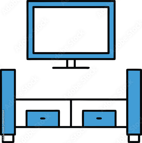 tv stand blue icon vector on transparent background