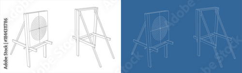 Side View Profile of Shooting Target with Stand Technical Drawing